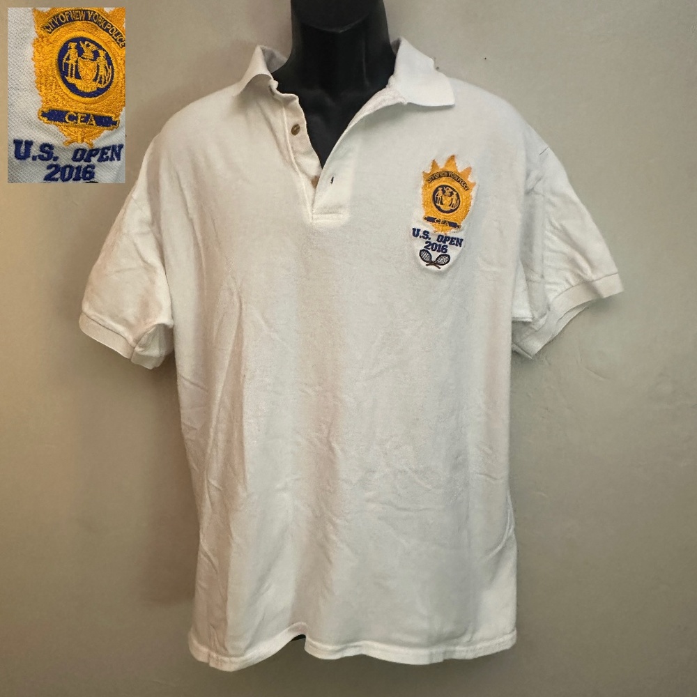 US Open 2016 NYPD Embroidered Polo Large Gently worn 100% cotton 22" armpits